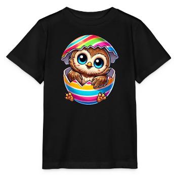 Süße Eule Cartoon Osterei Schlüpfen - Stanley/Stella Kinder T-Shirt MINI CREATOR  - Schwarz - Vorne - Mikhail (115cm)