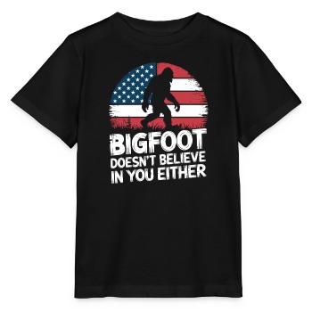 Bigfoot glaubt auch nicht an dich, Amerika - Stanley/Stella Kinder T-Shirt MINI CREATOR  - Schwarz - Vorne - Mikhail (115cm)