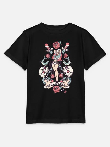Een vrouwentatoeage - T-shirt MINI CREATOR barn från Stanley/Stella - svart