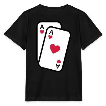 Karten Herz Ass Spielkarten Poker - Stanley/Stella Kinder T-Shirt MINI CREATOR  - Schwarz - Vorne - Mikhail (115cm)