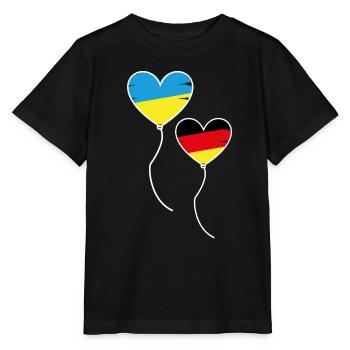 Ballon Herz Deutschland Ukraine Frieden Peace - Stanley/Stella Kinder T-Shirt MINI CREATOR  - Schwarz - Vorne - Mikhail (115cm)