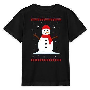 Bonhomme de neige Noël d’hiver - T-shirt bio MINI CREATOR Stanley/Stella Enfant - noir - Devant - Mikhail (115cm)