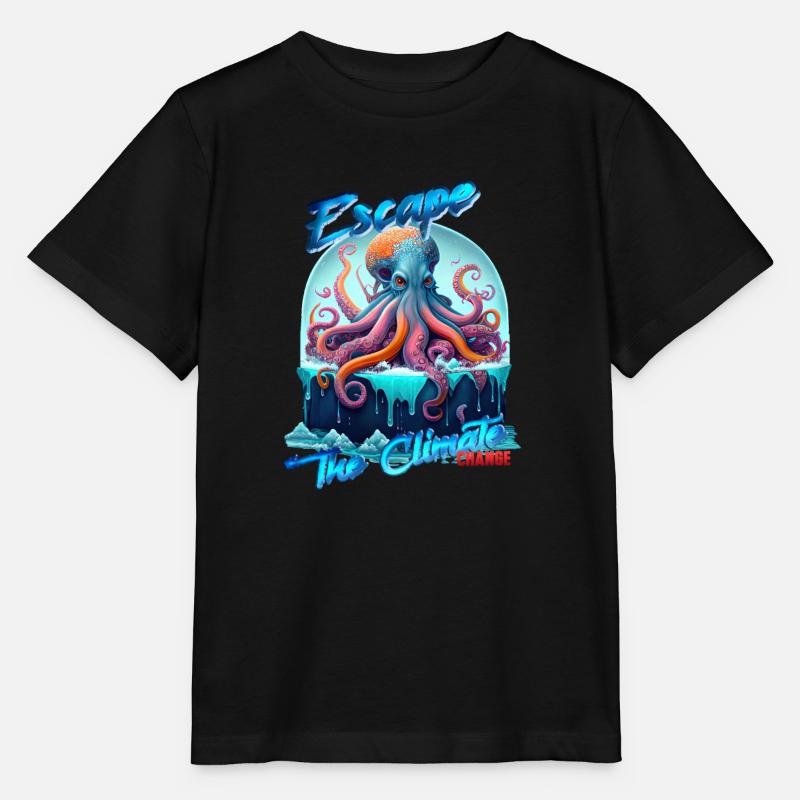 ESCAPE THE CLIMATE (changement) - Octopus Version - T-shirt bio MINI CREATOR Stanley/Stella Enfant - noir