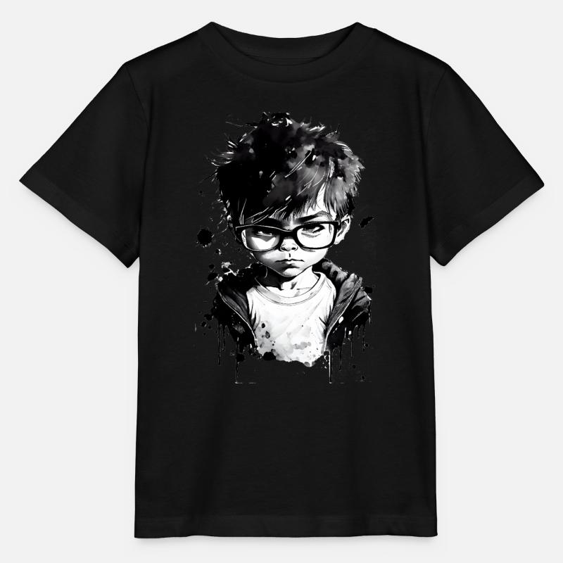 Garçon avec des lunettes à l’école un. - T-shirt bio MINI CREATOR Stanley/Stella Enfant - noir