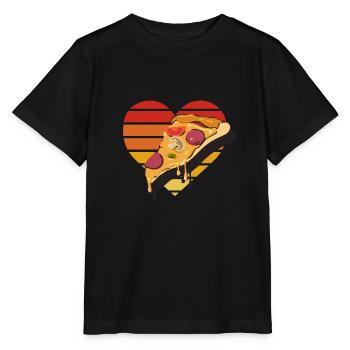I love pizza retro heart vintage design - Stanley/Stella MINI CREATOR Kids’ T-Shirt - black - Front - Mikhail (115cm)