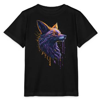 Peinture orange et violette Fox Head Illustration Desi - T-shirt bio MINI CREATOR Stanley/Stella Enfant - noir - Devant - Mikhail (115cm)
