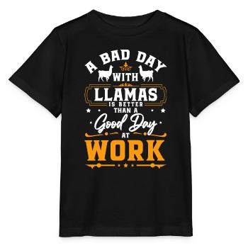 Lama bête de somme fourrure Andes - T-shirt bio MINI CREATOR Stanley/Stella Enfant - noir - Devant - Mikhail (115cm)