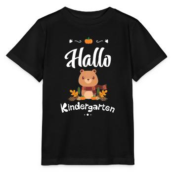 süßer Bären Design mit Herbstmotiven - Stanley/Stella Kinder T-Shirt MINI CREATOR  - Schwarz - Vorne - Mikhail (115cm)