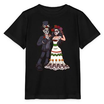 Couple de crânes de sucre - T-shirt bio MINI CREATOR Stanley/Stella Enfant - noir - Devant - Mikhail (115cm)