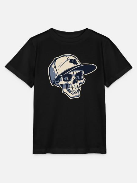 Totenkopf mit Snapback Hut (Stroke) - Stanley/Stella Kinder T-Shirt MINI CREATOR - Schwarz