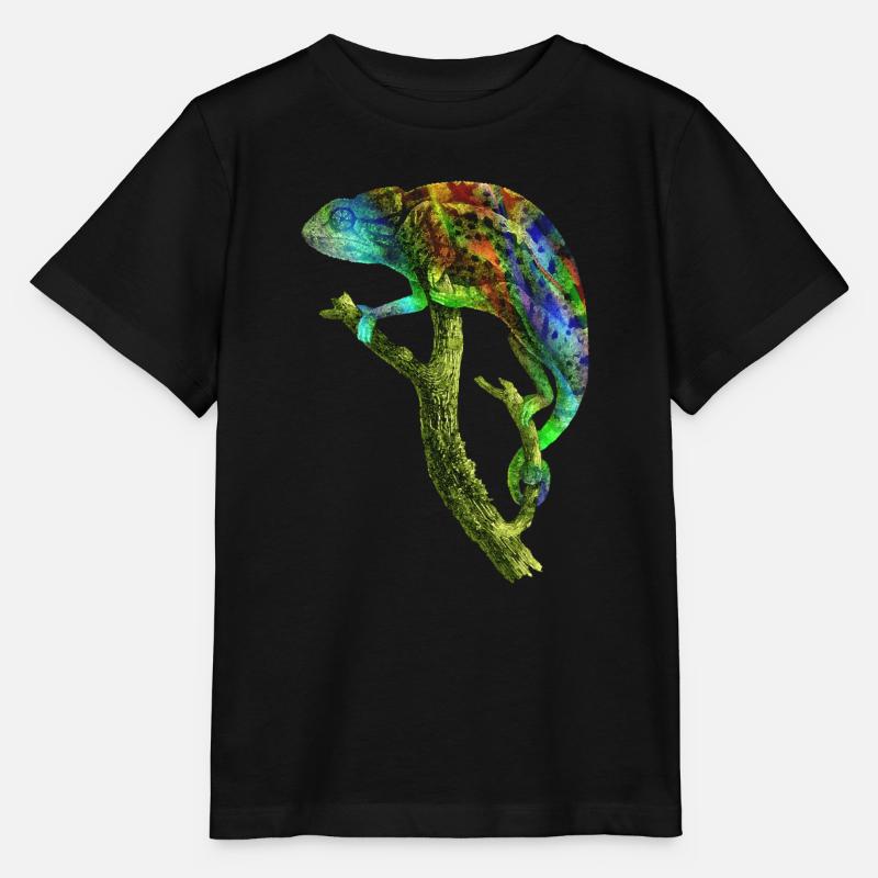 Chamäleon auf dem Ast - Aquarell - Stanley/Stella Kinder T-Shirt MINI CREATOR - Schwarz