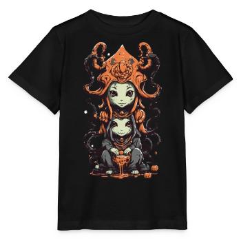 Slimy Cartoon Monster Halloween Highlight - Stanley/Stella MINI CREATOR Kids’ T-Shirt - black - Front - Mikhail (115cm)