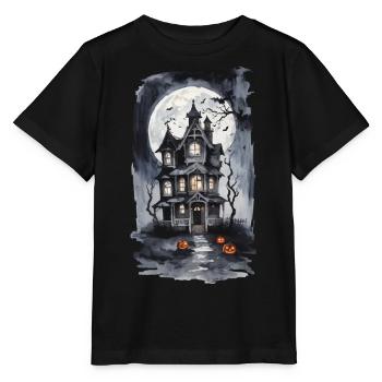 Halloween Night Witch House Full Moon Bats - Stanley/Stella MINI CREATOR Kids’ T-Shirt - black - Front - Mikhail (115cm)