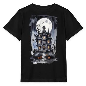 Halloween Full Moon Witch House Horror Design - Stanley/Stella MINI CREATOR Kids’ T-Shirt - black - Front - Mikhail (115cm)