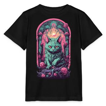 Gloomy Gothic Cat Halloween Aesthetic Cats - Stanley/Stella MINI CREATOR Kids’ T-Shirt - black - Front - Mikhail (115cm)