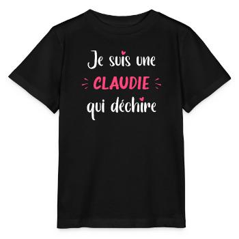 Je suis une CLAUDIE qui déchire - T-shirt bio MINI CREATOR Stanley/Stella Enfant - noir - Devant - Mikhail (115cm)