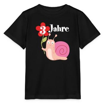 Schnecke gratuliert zum 3. Geburtstag ich bin drei - Stanley/Stella Kinder T-Shirt MINI CREATOR  - Schwarz - Vorne - Mikhail (115cm)