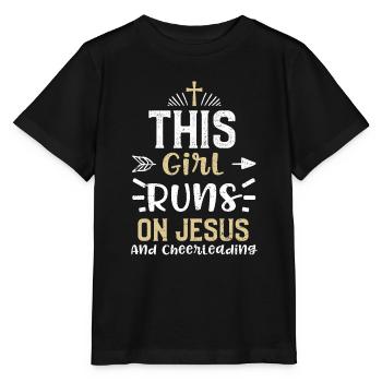 Cette fille court sur Jésus et Chee... - T-shirt bio MINI CREATOR Stanley/Stella Enfant - noir - Devant - Mikhail (115cm)
