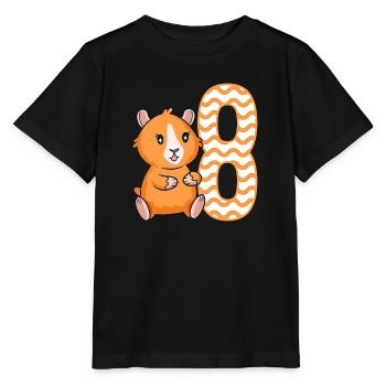 8th Birthday Guinea Pig Girl 8 years old - Stanley/Stella MINI CREATOR Kids’ T-Shirt - black - Front - Mikhail (115cm)