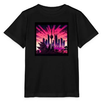 Skyline de Berlin dans la lumière du soir Optique rétro-ondes - T-shirt bio MINI CREATOR Stanley/Stella Enfant - noir - Devant - Mikhail (115cm)