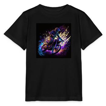 cool motocrosser in black light style - Stanley/Stella MINI CREATOR Kids’ T-Shirt - black - Front - Mikhail (115cm)