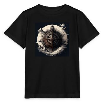 artistic sailor compass on the high seas - Stanley/Stella MINI CREATOR Kids’ T-Shirt - black - Front - Mikhail (115cm)