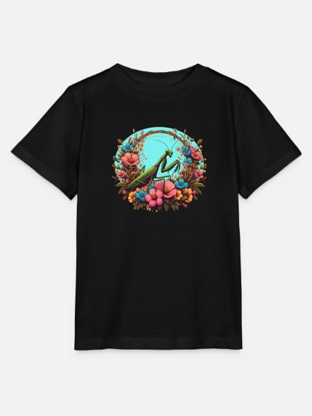 Gottesanbeterin im Blumenmeer - Stanley/Stella Kinder T-Shirt MINI CREATOR  - Schwarz