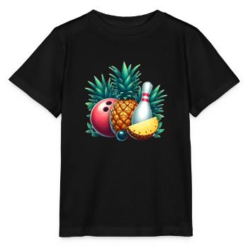 Bowlingkugel und Ananas - Stanley/Stella Kinder T-Shirt MINI CREATOR  - Schwarz - Vorne - Mikhail (115cm)