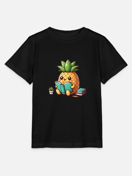 Lesende Ananas - Stanley/Stella Kinder T-Shirt MINI CREATOR  - Schwarz