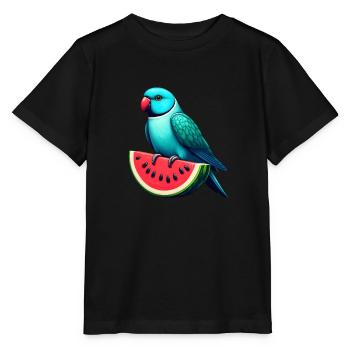 Indian Ring Neck Parrot Watermelon - Stanley/Stella MINI CREATOR Kids’ T-Shirt - black - Front - Mikhail (115cm)