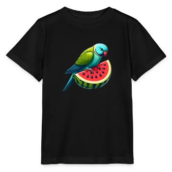 Indian Ring Neck Parrot Watermelon - Stanley/Stella MINI CREATOR Kids’ T-Shirt - black - Front - Mikhail (115cm)