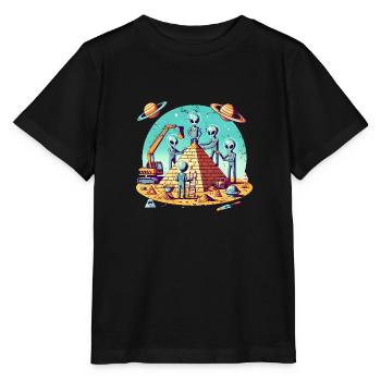 Les extraterrestres construisent une pyramide - T-shirt bio MINI CREATOR Stanley/Stella Enfant - noir - Devant - Mikhail (115cm)