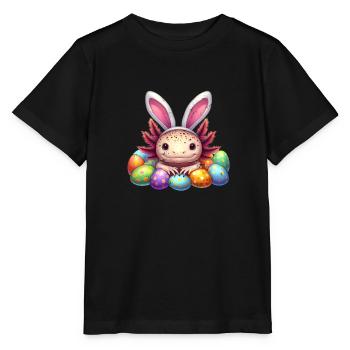 Oster Axolotl - Frohe Ostern - Stanley/Stella Kinder T-Shirt MINI CREATOR  - Schwarz - Vorne - Mikhail (115cm)