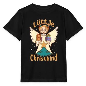 Lüttje Christkind Weihnachten Weichnachtsmann - Stanley/Stella Kinder T-Shirt MINI CREATOR  - Schwarz - Vorne - Mikhail (115cm)