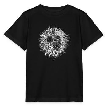 Boho Artwork, Femme avec motif de soleil - T-shirt bio MINI CREATOR Stanley/Stella Enfant - noir - Devant - Mikhail (115cm)