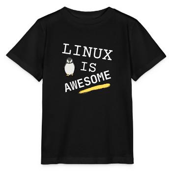 Linux is awesome - - Stanley/Stella MINI CREATOR Kids’ T-Shirt - black - Front - Mikhail (115cm)