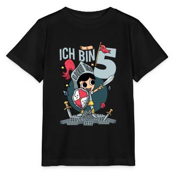 5. Geburtstag Junge Ich Bin Fünf Jahre Mittelalter - Stanley/Stella Kinder T-Shirt MINI CREATOR  - Schwarz - Vorne - Mikhail (115cm)