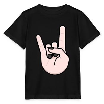 Heavy Metal Gruß Pommesgabel - Stanley/Stella Kinder T-Shirt MINI CREATOR  - Schwarz - Vorne - Mikhail (115cm)