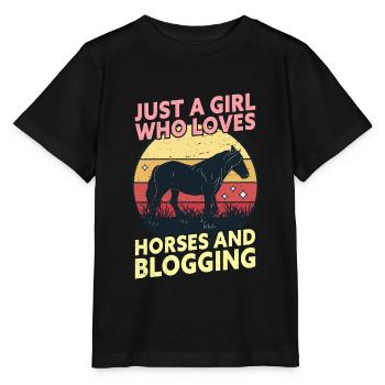Juste une fille qui aime les chevaux et les blogs - T-shirt bio MINI CREATOR Stanley/Stella Enfant - noir - Devant - Mikhail (115cm)