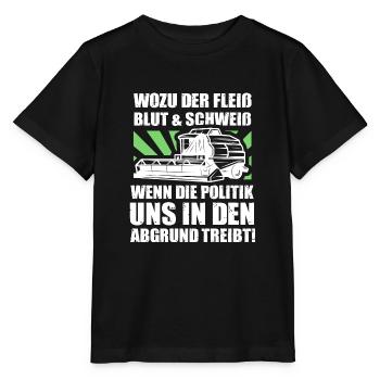 Demo Shirt mit Mähdrescher für Landwirte - Stanley/Stella Kinder T-Shirt MINI CREATOR  - Schwarz - Vorne - Mikhail (115cm)