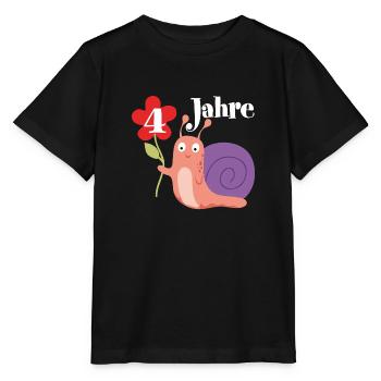 Schnecke gratuliert zum 4. Geburtstag ich bin vier - Stanley/Stella Kinder T-Shirt MINI CREATOR  - Schwarz - Vorne - Mikhail (115cm)