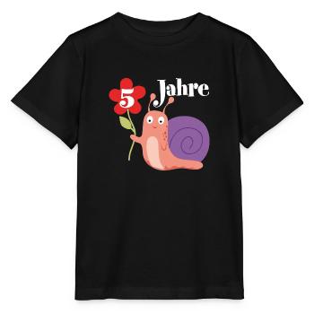 Schnecke gratuliert zum 5. Geburtstag ich bin fünf - Stanley/Stella Kinder T-Shirt MINI CREATOR  - Schwarz - Vorne - Mikhail (115cm)