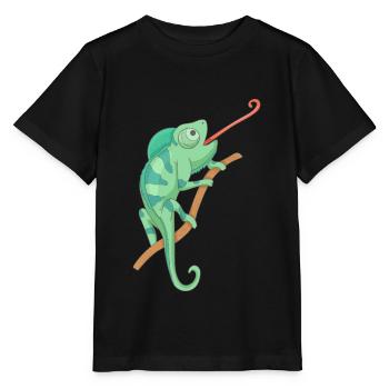 Green chameleon - Stanley/Stella MINI CREATOR Kids’ T-Shirt - black - Front - Mikhail (115cm)
