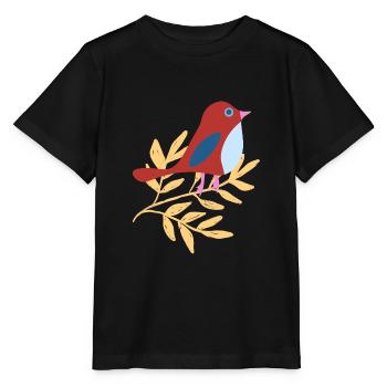 Kleiner Vogel auf Zweig - Stanley/Stella Kinder T-Shirt MINI CREATOR  - Schwarz - Vorne - Mikhail (115cm)