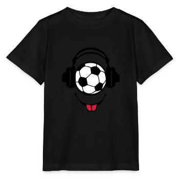 casque headphones football dj smiley1 - T-shirt bio MINI CREATOR Stanley/Stella Enfant - noir - Devant - Mikhail (115cm)