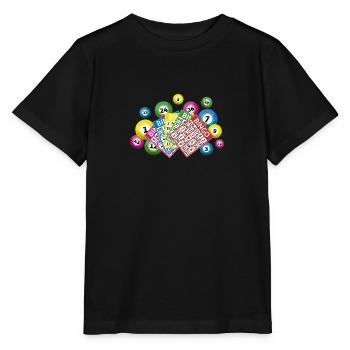Bingo lottery balls and bingo cards - Stanley/Stella MINI CREATOR Kids’ T-Shirt - black - Front - Mikhail (115cm)