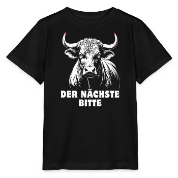 Stier - Der Nächste bitte - stolz, selbstbewusst - Stanley/Stella Kinder T-Shirt MINI CREATOR  - Schwarz - Vorne - Mikhail (115cm)
