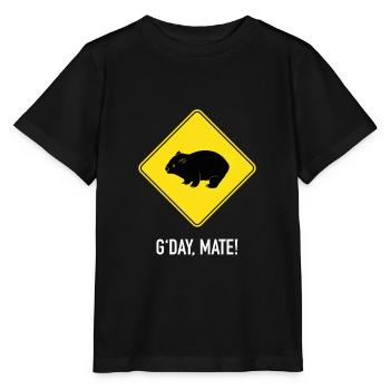 Bouclier Wombat Australie G'Day Mate - T-shirt bio MINI CREATOR Stanley/Stella Enfant - noir - Devant - Mikhail (115cm)