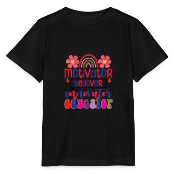 Groovy Retro Gläubiger Motivator Innovator - Stanley/Stella Kinder T-Shirt MINI CREATOR  - Schwarz - Vorne - Mikhail (115cm)