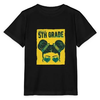 Bonjour 5th Grade Messy Bun Girls Cute Heart Back - T-shirt bio MINI CREATOR Stanley/Stella Enfant - noir - Devant - Mikhail (115cm)